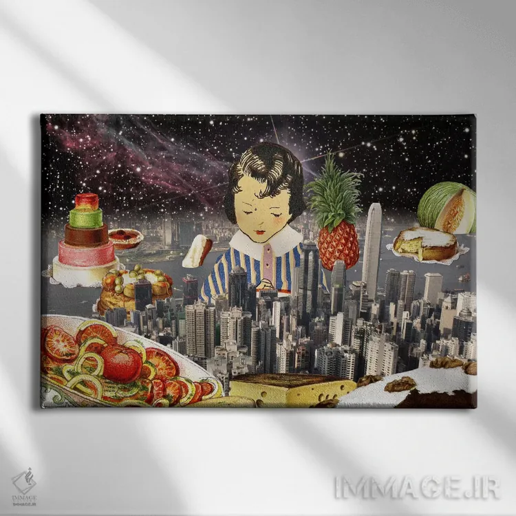 تابلو دکوراتیو شهر زیر ستارگان اثر فایو بای فایو کالکتیو - نمای روبهرو روی دیوار