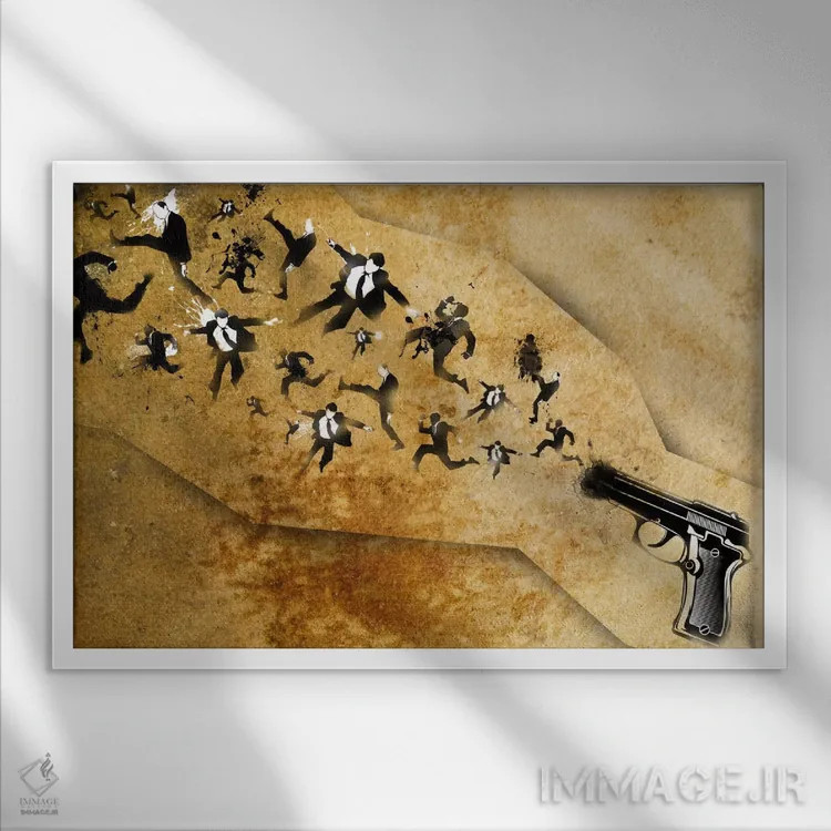 تابلو دکوراتیو پایان اسلحه اثر فایو بای فایو کالکتیو - نمای قابدار سفید