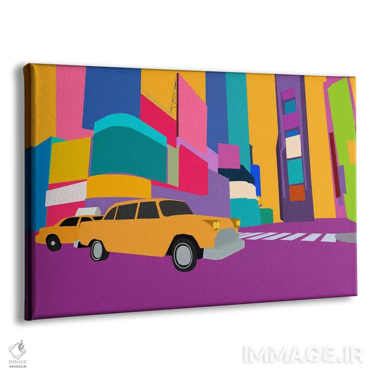 تابلو دکوراتیو تاکسی نیویورک با بلوک نئونی اثر فایو بای فایو کالکتیو - نمای پرسپکتیو محصول