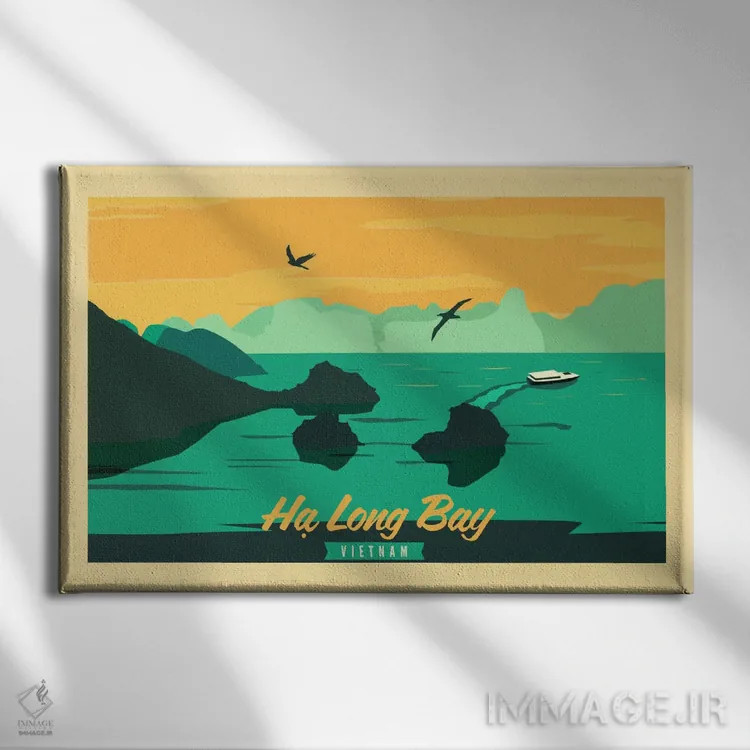 تابلو دکوراتیو Vietnam Vintage Travel Poster,پوستر سفر قدیمی خلی… اثر فایو بای فایو کالکتیو - نمای روبهرو روی دیوار