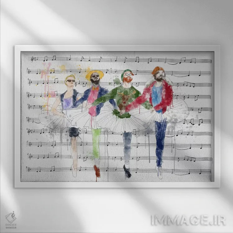 تابلو دکوراتیو با آهنگ خودم می رقصم اثر فایو بای فایو کالکتیو - نمای قابدار سفید