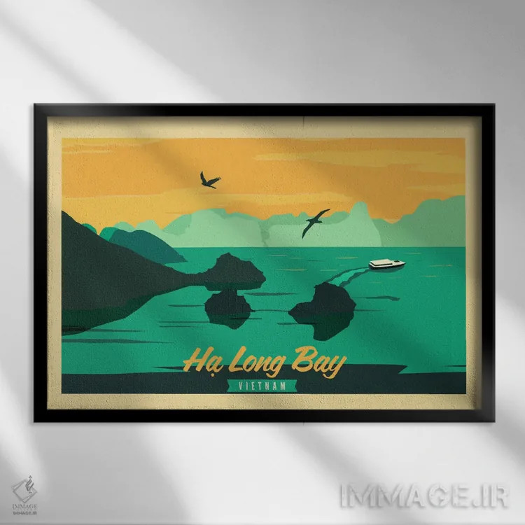 تابلو دکوراتیو Vietnam Vintage Travel Poster,پوستر سفر قدیمی خلی… اثر فایو بای فایو کالکتیو - نمای قابدار مشکی