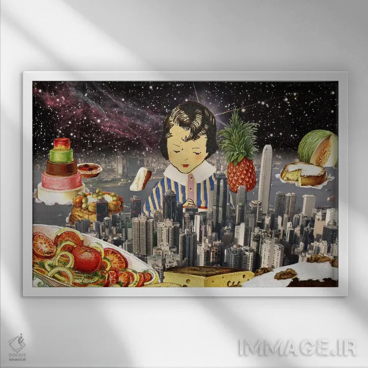 تابلو دکوراتیو شهر زیر ستارگان اثر فایو بای فایو کالکتیو - نمای قابدار سفید