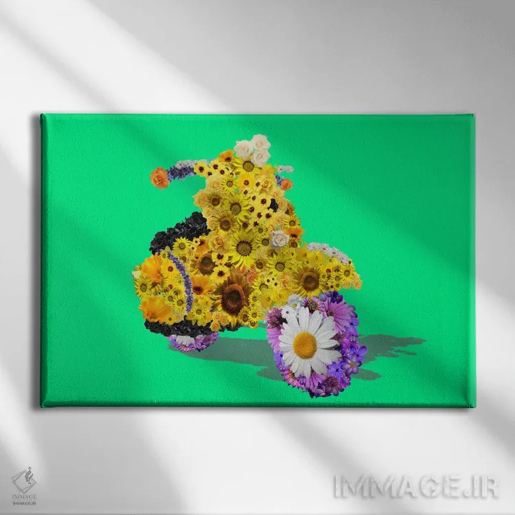 تابلو دکوراتیو وسپا با گل اثر فایو بای فایو کالکتیو - نمای روبهرو روی دیوار