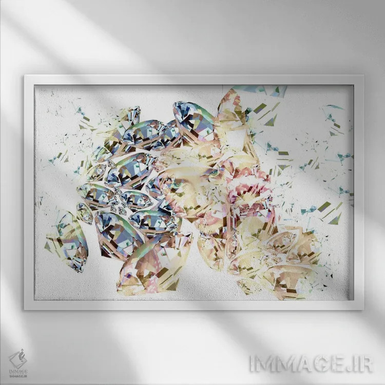 تابلو دکوراتیو دختر الماسی اثر فایو بای فایو کالکتیو - نمای قابدار سفید