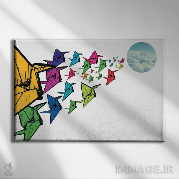 تابلو دکوراتیو قوی اوریگامی اثر فایو بای فایو کالکتیو - نمای روبهرو روی دیوار