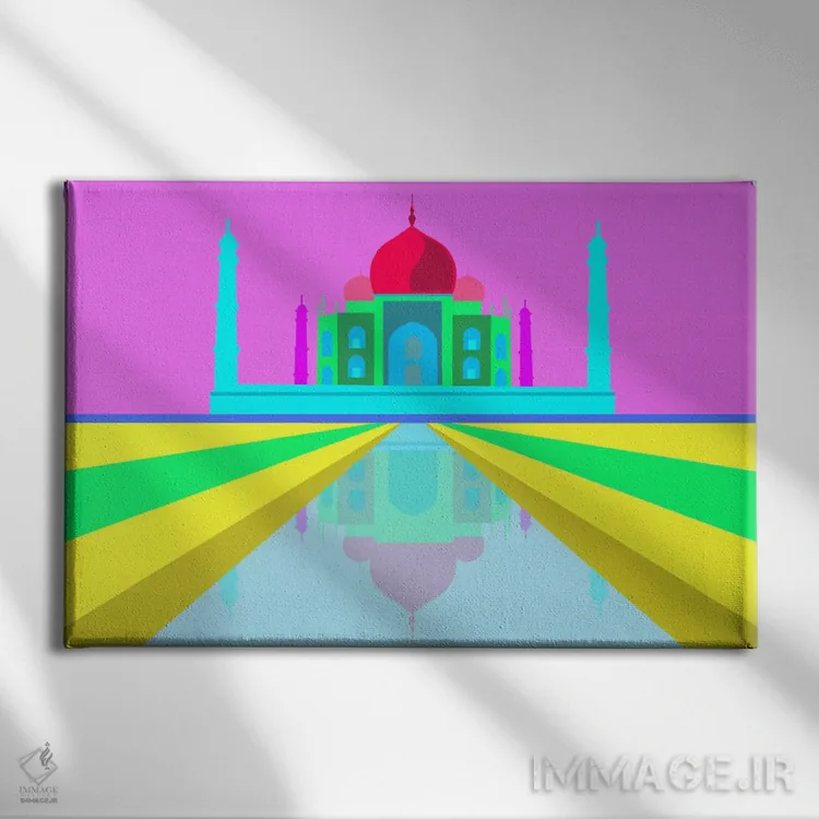 تابلو دکوراتیو تاج محل نئونی اثر فایو بای فایو کالکتیو - نمای روبهرو روی دیوار