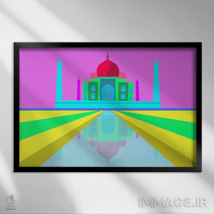 تابلو دکوراتیو تاج محل نئونی اثر فایو بای فایو کالکتیو - نمای قابدار مشکی