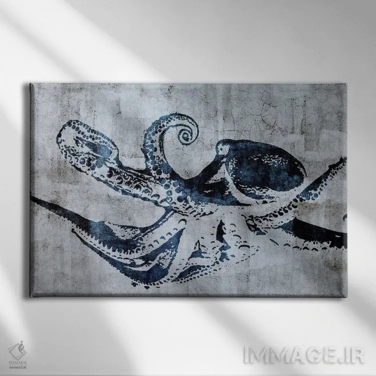 تابلو دکوراتیو هشت پا هنری استنسیل خیابانی اثر فایو بای فایو کالکتیو - نمای روبهرو روی دیوار