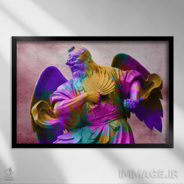 تابلو دکوراتیو فرشته تکنیکالر اثر فایو بای فایو کالکتیو - نمای قابدار مشکی