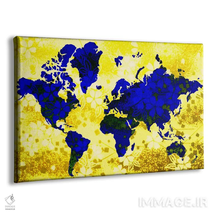 تابلو انتزاعی نقشه زمینی گلدار اثر فایو بای فایو کالکتیو - نمای پرسپکتیو محصول