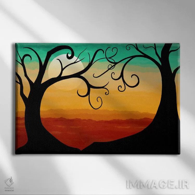 تابلو دکوراتیو غروب سوزان اثر فایو بای فایو کالکتیو - نمای روبهرو روی دیوار