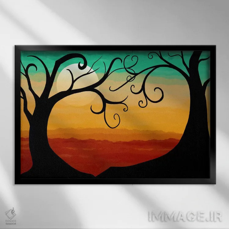 تابلو دکوراتیو غروب سوزان اثر فایو بای فایو کالکتیو - نمای قابدار مشکی