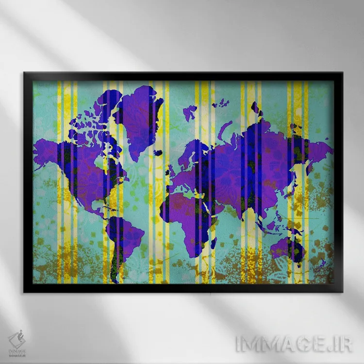 تابلو انتزاعی نقشه زمینی گلدار ۲ اثر فایو بای فایو کالکتیو - نمای قابدار مشکی