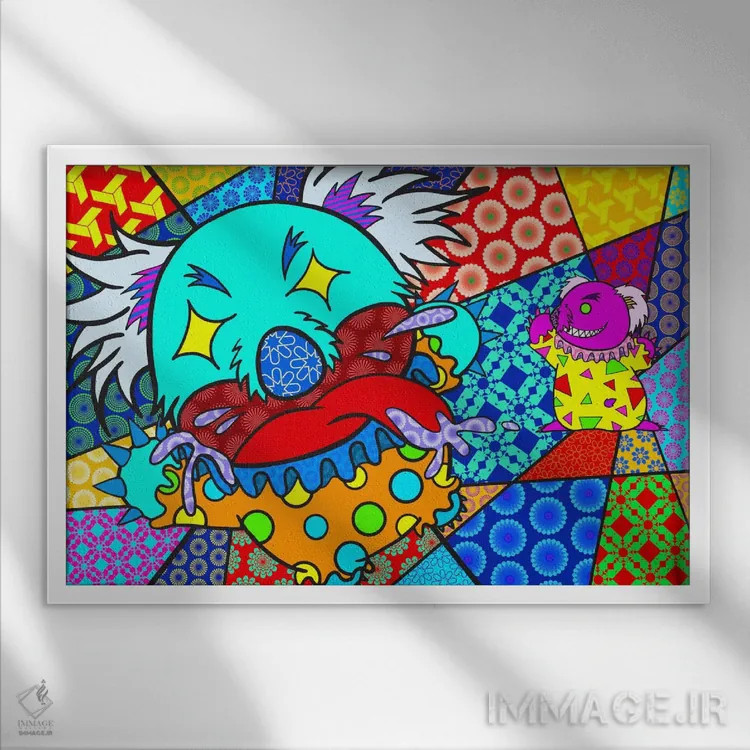 تابلو دکوراتیو کوالای دلقک اثر فایو بای فایو کالکتیو - نمای قابدار سفید