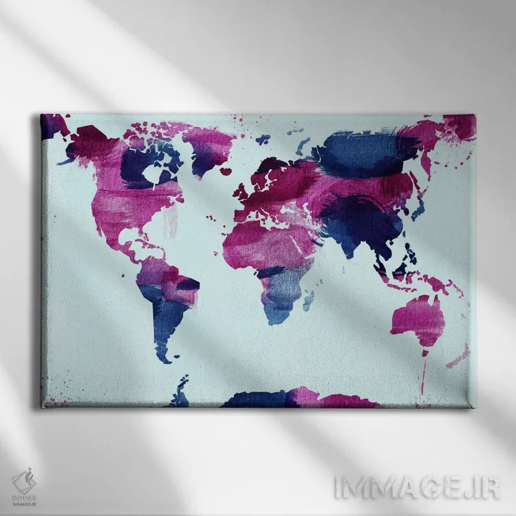 تابلو انتزاعی جهان آبرنگی اثر فایو بای فایو کالکتیو - نمای روبهرو روی دیوار