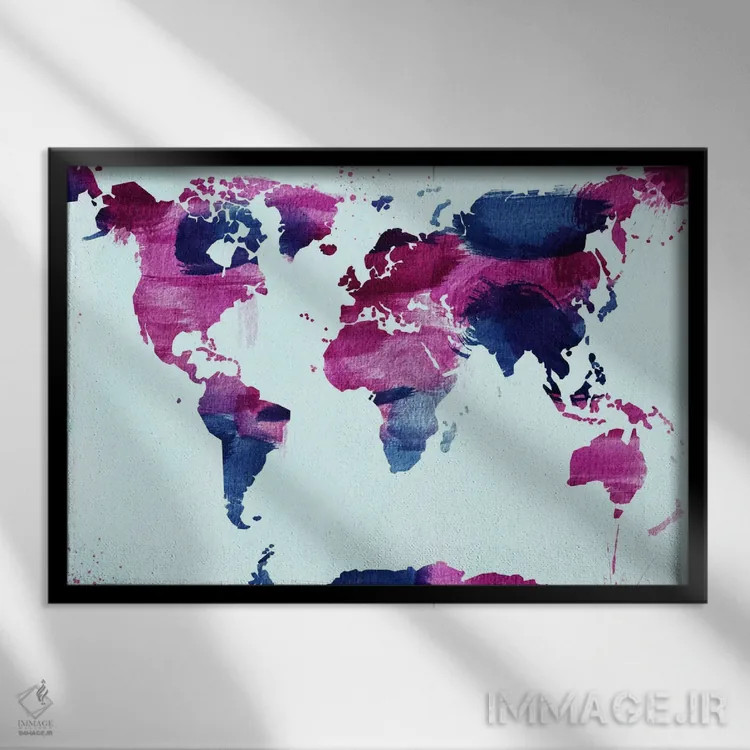 تابلو انتزاعی جهان آبرنگی اثر فایو بای فایو کالکتیو - نمای قابدار مشکی