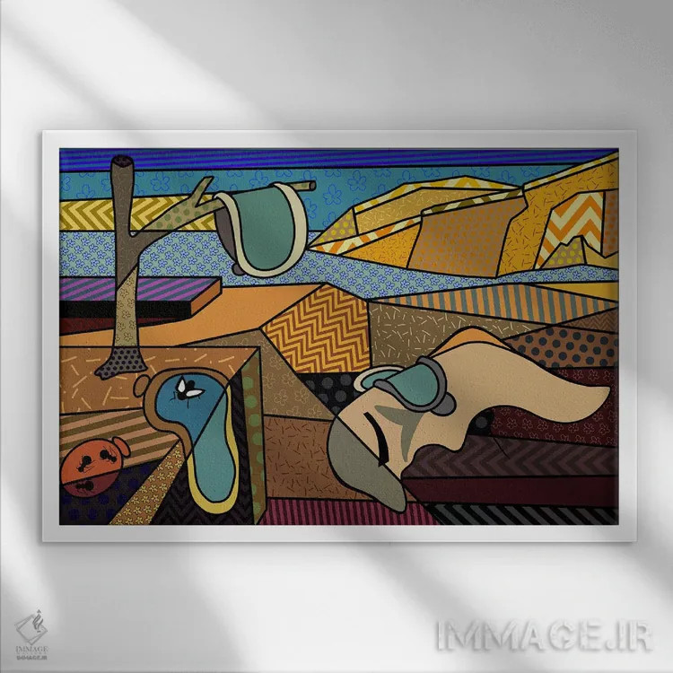 تابلو دکوراتیو پایداری حافظه ۲ اثر فایو بای فایو کالکتیو - نمای قابدار سفید