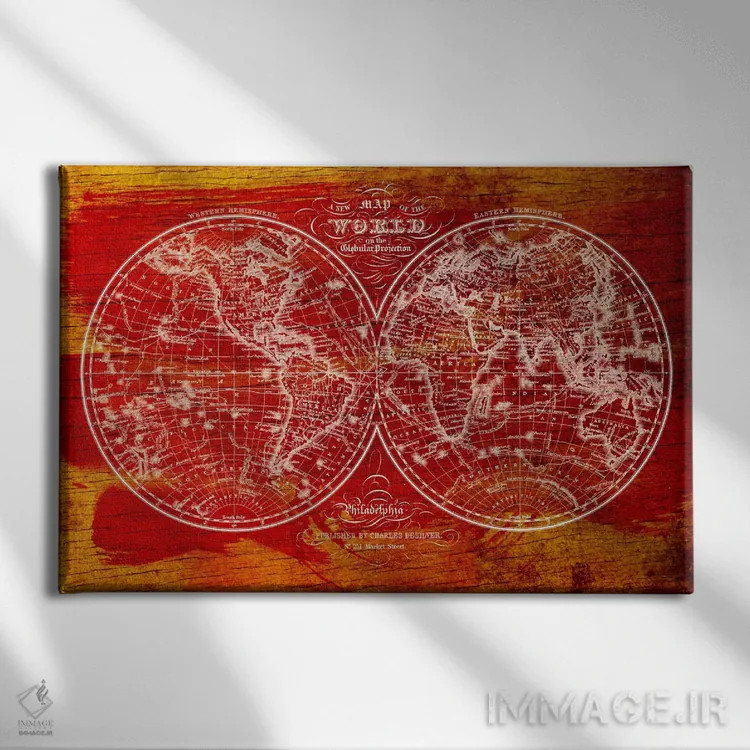 تابلو دکوراتیو نیمکره های دارای بافت چوبی اثر فایو بای فایو کالکتیو - نمای روبهرو روی دیوار