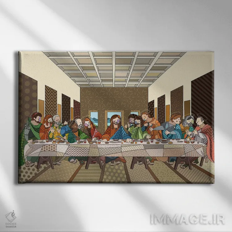 تابلو دکوراتیو شام آخر ۲ اثر فایو بای فایو کالکتیو - نمای روبهرو روی دیوار