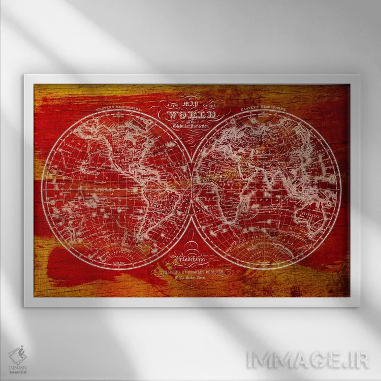 تابلو دکوراتیو نیمکره های دارای بافت چوبی اثر فایو بای فایو کالکتیو - نمای قابدار سفید