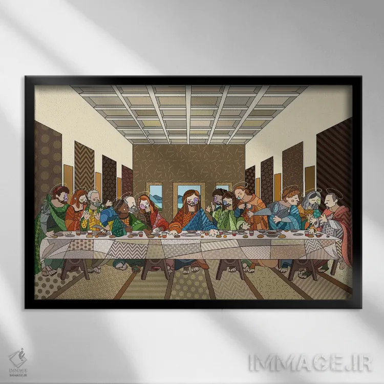 تابلو دکوراتیو شام آخر ۲ اثر فایو بای فایو کالکتیو - نمای قابدار مشکی