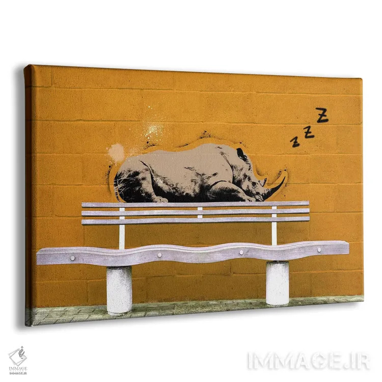 تابلو دکوراتیو کرگدن خواب آلود اثر فایو بای فایو کالکتیو - نمای پرسپکتیو محصول