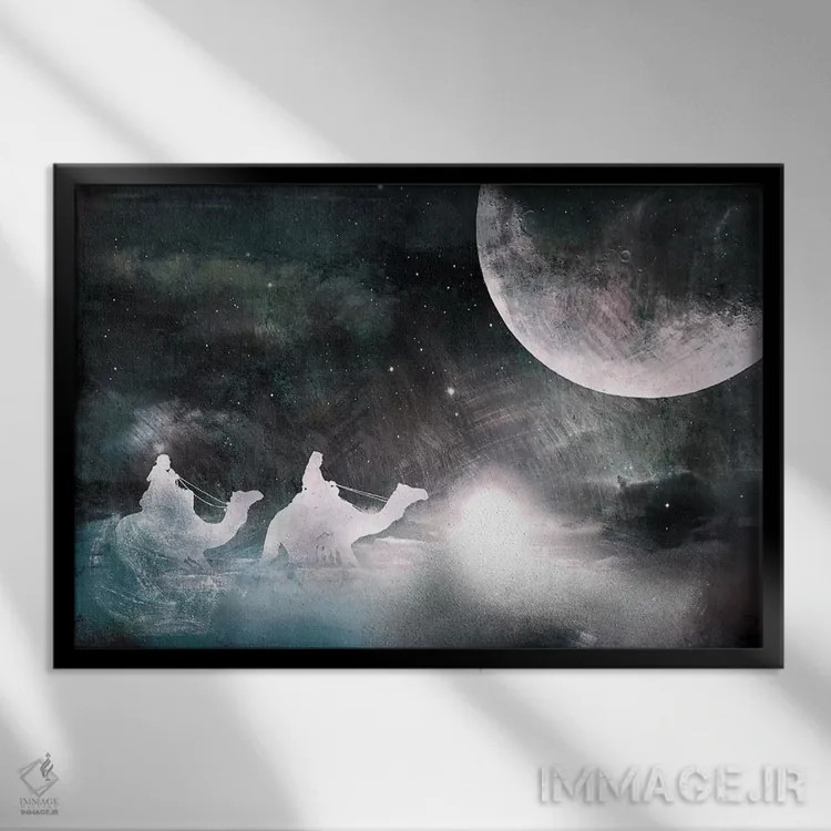 تابلو دکوراتیو شفق در میان شن ها اثر فایو بای فایو کالکتیو - نمای قابدار مشکی