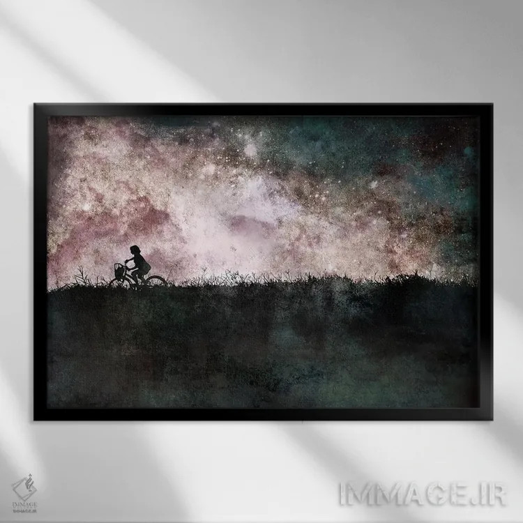 تابلو دکوراتیو نور ستارگان اثر فایو بای فایو کالکتیو - نمای قابدار مشکی