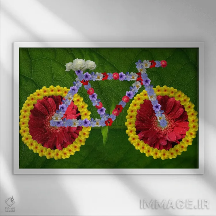 تابلو دکوراتیو چرخه انگشت سبز اثر فایو بای فایو کالکتیو - نمای قابدار سفید