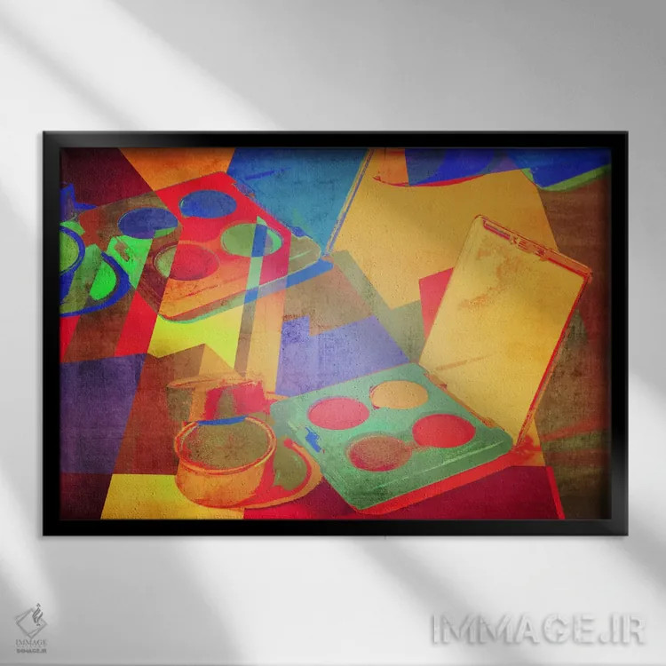 تابلو دکوراتیو هنر پاپ آماده سازی اثر فایو بای فایو کالکتیو - نمای قابدار مشکی