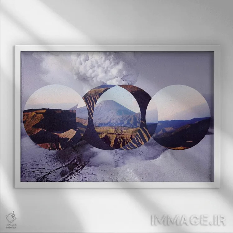 تابلو انتزاعی رشته کوه ها ۲ اثر فایو بای فایو کالکتیو - نمای قابدار سفید