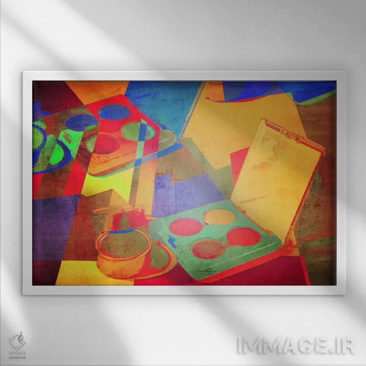 تابلو دکوراتیو هنر پاپ آماده سازی اثر فایو بای فایو کالکتیو - نمای قابدار سفید