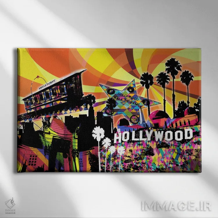 تابلو دکوراتیو پاپ سایکدلیک لس آنجلس ۳ اثر فایو بای فایو کالکتیو - نمای روبهرو روی دیوار