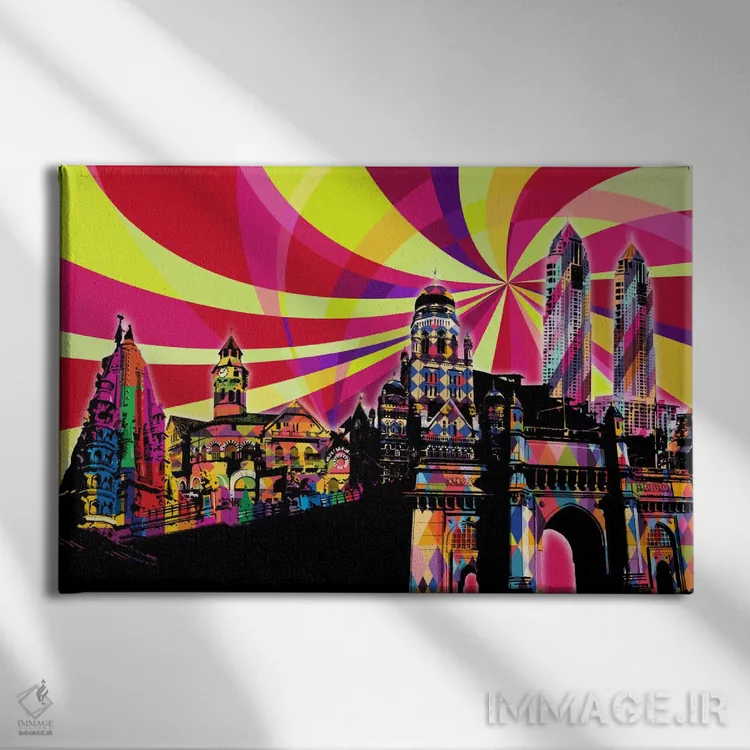 تابلو دکوراتیو پاپ سایکدلیک بمبئی اثر فایو بای فایو کالکتیو - نمای روبهرو روی دیوار