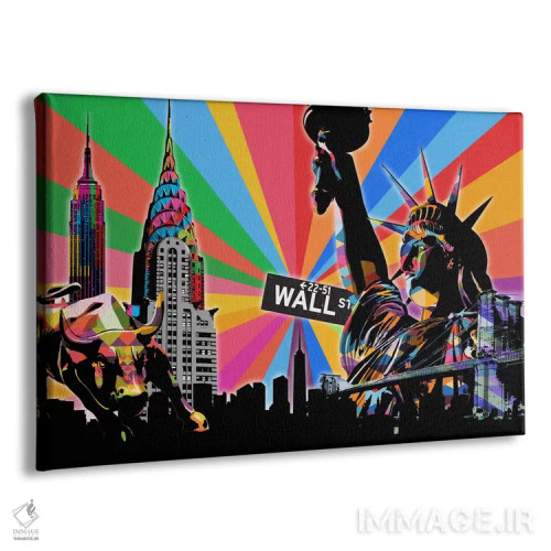 تابلو دکوراتیو پاپ سایکدلیک نیویورک اثر فایو بای فایو کالکتیو - نمای پرسپکتیو محصول