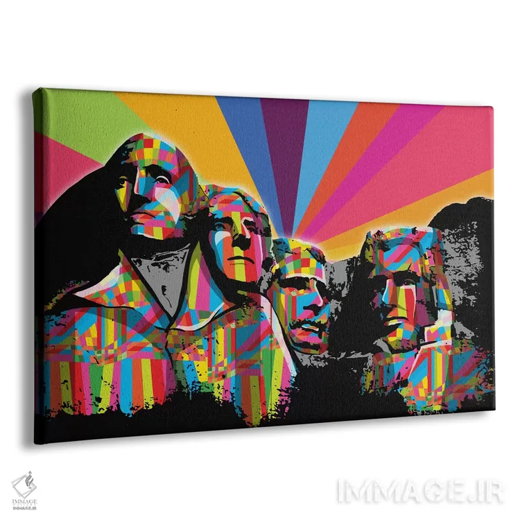 تابلو دکوراتیو پاپ سایکدلیک کوه راشمور اثر فایو بای فایو کالکتیو - نمای پرسپکتیو محصول