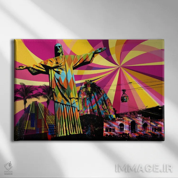 تابلو دکوراتیو پاپ سایکدلیک ریو اثر فایو بای فایو کالکتیو - نمای روبهرو روی دیوار