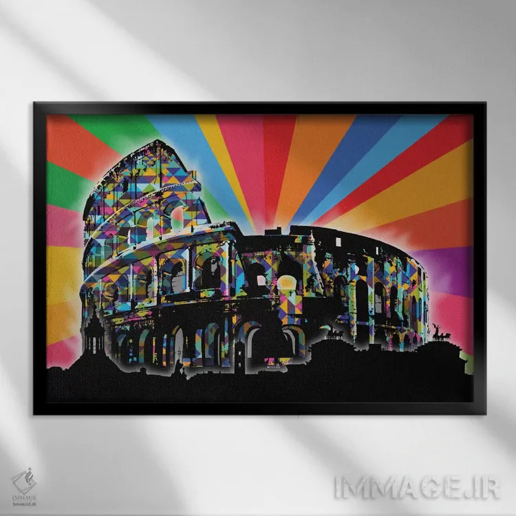 تابلو دکوراتیو پاپ سایکدلیک رم اثر فایو بای فایو کالکتیو - نمای قابدار مشکی