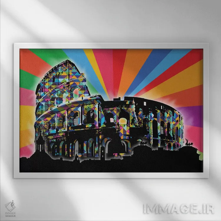 تابلو دکوراتیو پاپ سایکدلیک رم اثر فایو بای فایو کالکتیو - نمای قابدار سفید