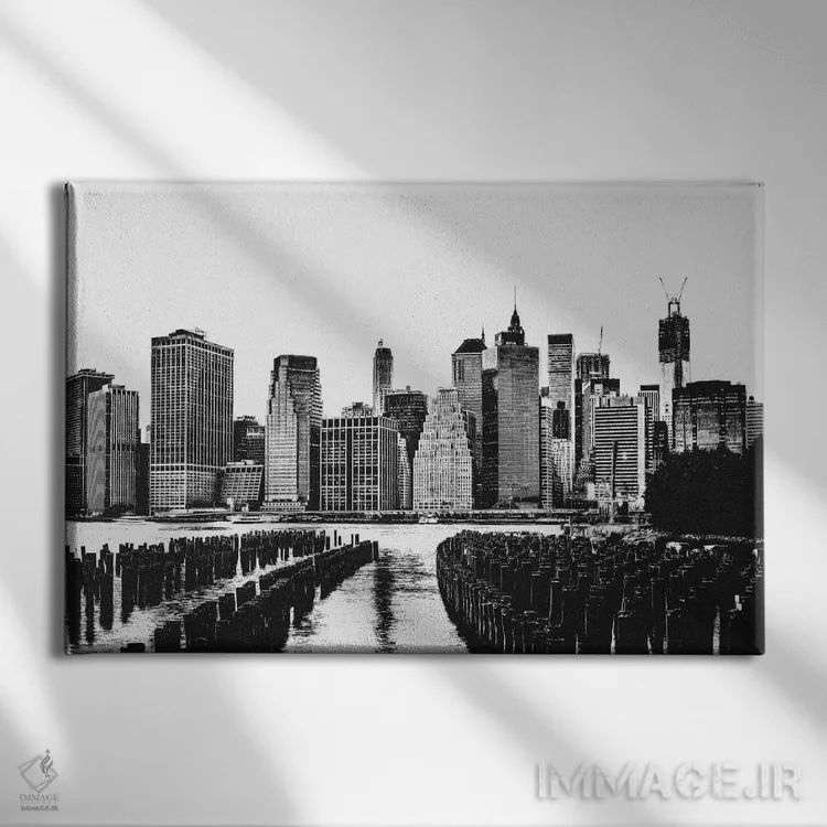 تابلو دکوراتیو افق سیاه وسفید منهتن اثر فایو بای فایو کالکتیو - نمای روبهرو روی دیوار