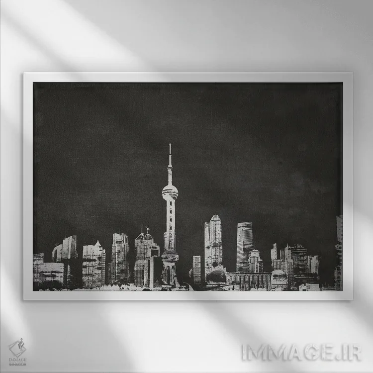 تابلو دکوراتیو نمای افق شانگهای اثر فایو بای فایو کالکتیو - نمای قابدار سفید