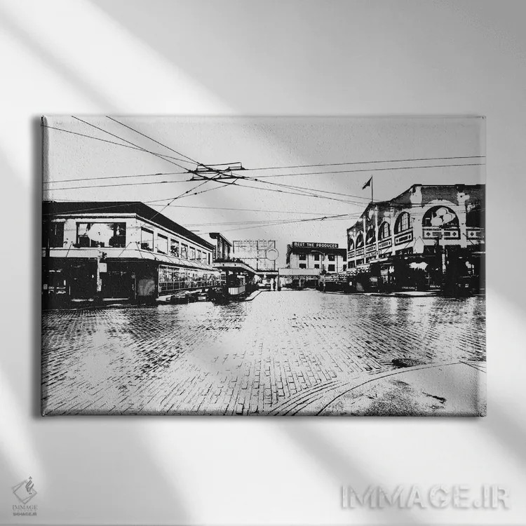 تابلو دکوراتیو افق سیاه وسفید سیاتل اثر فایو بای فایو کالکتیو - نمای روبهرو روی دیوار