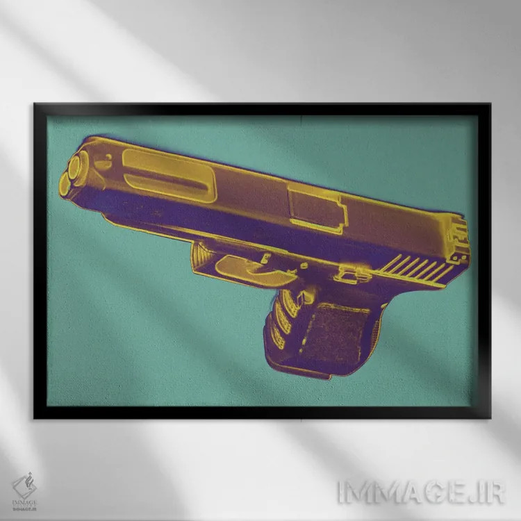 تابلو دکوراتیو گرم سیری ها و اسلحه ها اثر فایو بای فایو کالکتیو - نمای قابدار مشکی