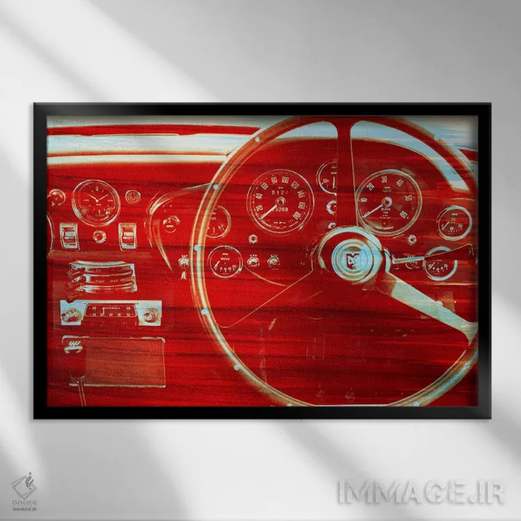 تابلو دکوراتیو چوب سوزان سبک انگلیسی قدیمی اثر فایو بای فایو کالکتیو - نمای قابدار مشکی