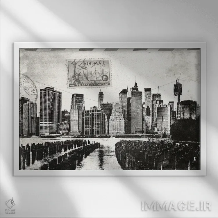 تابلو دکوراتیو نامه ای از منهتن اثر فایو بای فایو کالکتیو - نمای قابدار سفید