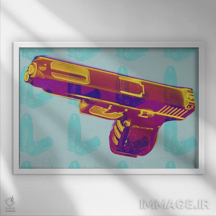 تابلو دکوراتیو نارنجی سوخته اثر فایو بای فایو کالکتیو - نمای قابدار سفید