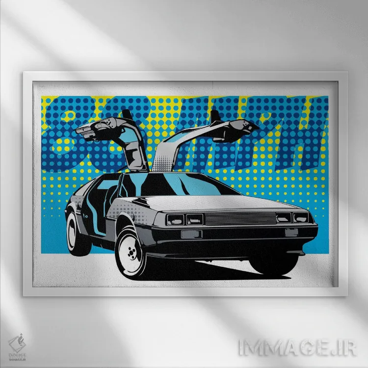 تابلو دکوراتیو دلورین ۸۸ اثر فایو بای فایو کالکتیو - نمای قابدار سفید