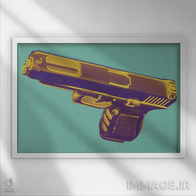 تابلو دکوراتیو گرم سیری ها و اسلحه ها اثر فایو بای فایو کالکتیو - نمای قابدار سفید