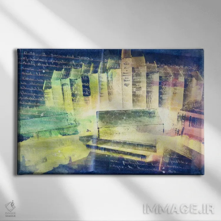 تابلو دکوراتیو درس هایی نوشته شده در کتاب ها اثر فایو بای فایو کالکتیو - نمای روبهرو روی دیوار